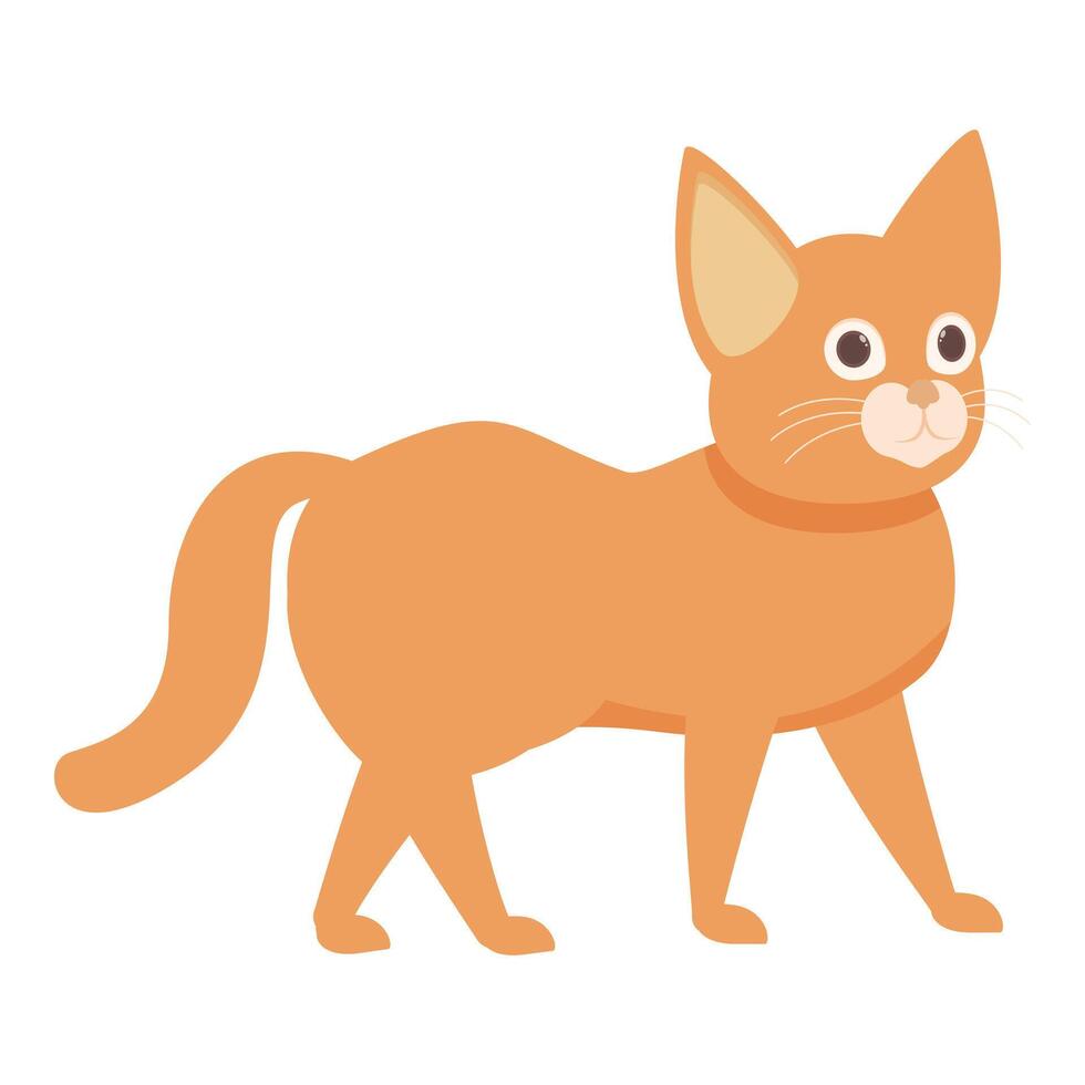 Cute tabby cat walking with its tail up in the air vector