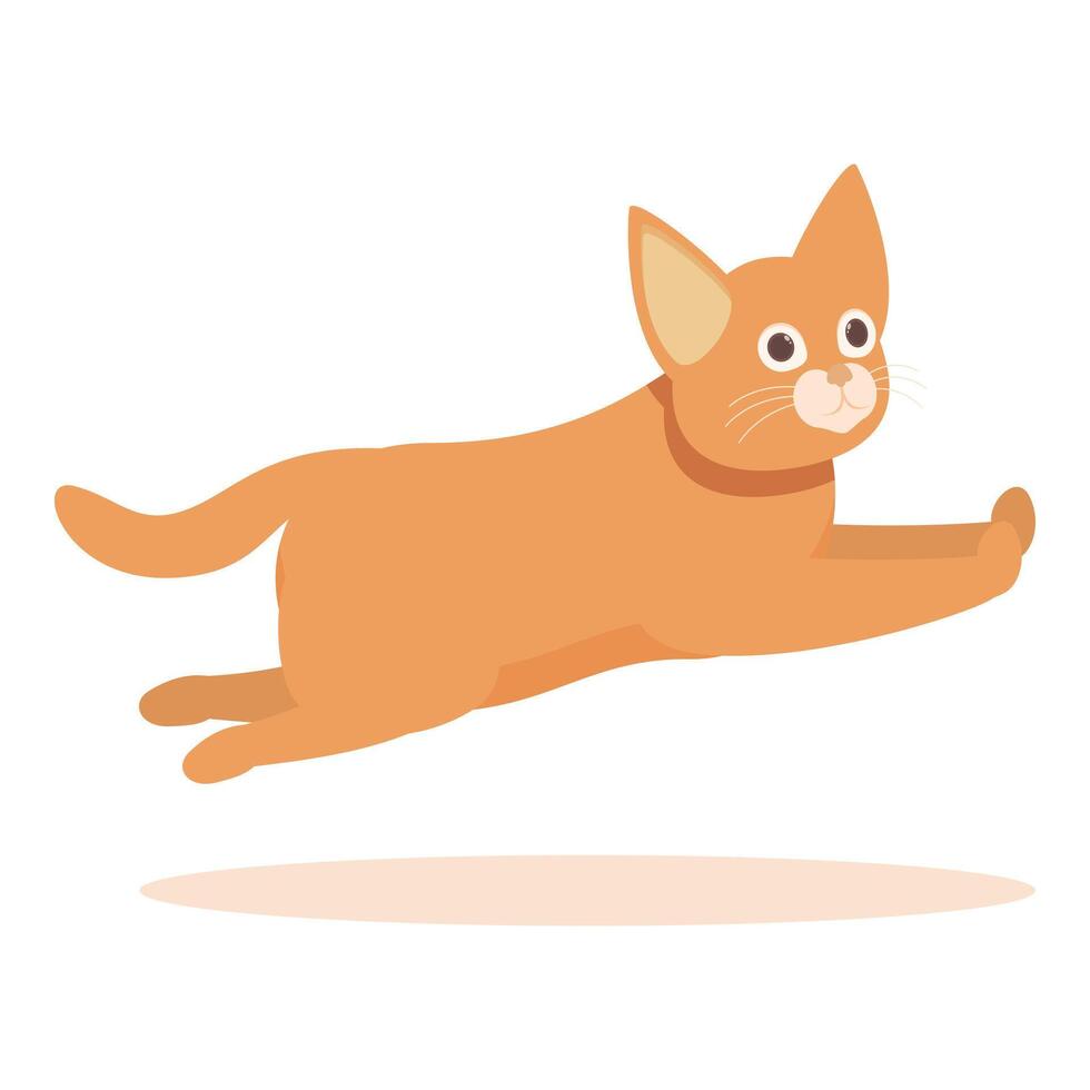 Cute ginger tabby cat jumping and playing with paws outstretched vector