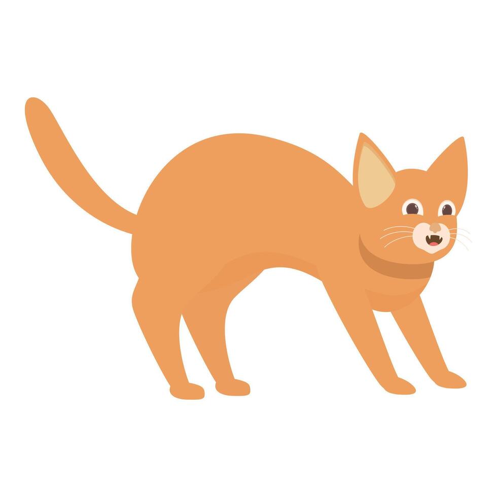 Ginger cat standing in defensive posture with arched back vector