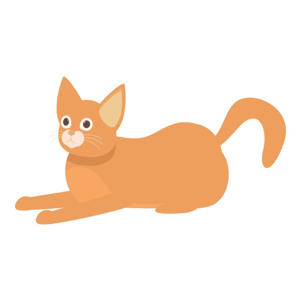 Cute red cat lying down on belly and looking up vector