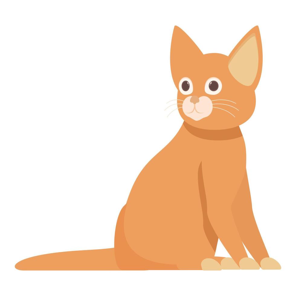 Curious ginger cat sitting and turning its head vector