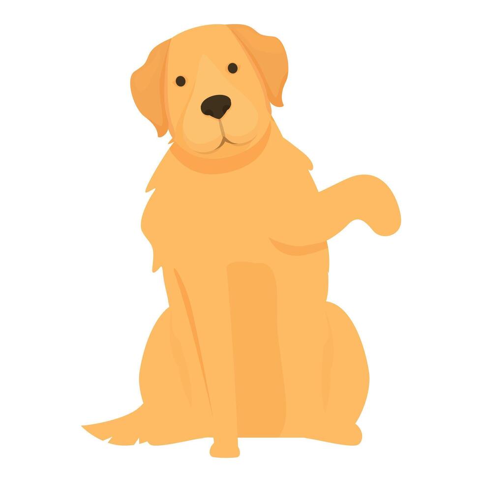Golden retriever sitting and raising paw illustration vector