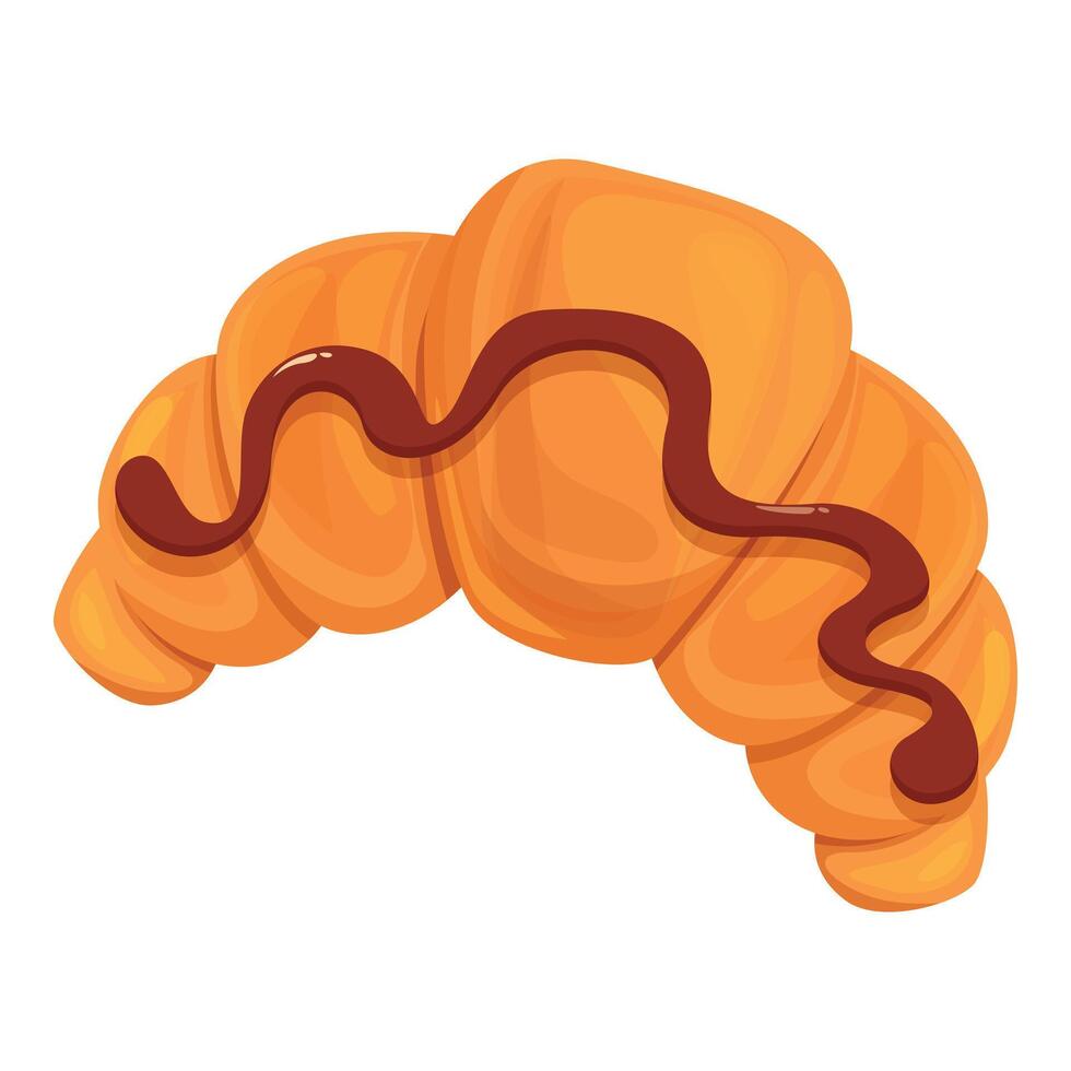 Delicious freshly baked croissant covered with chocolate syrup drizzle vector