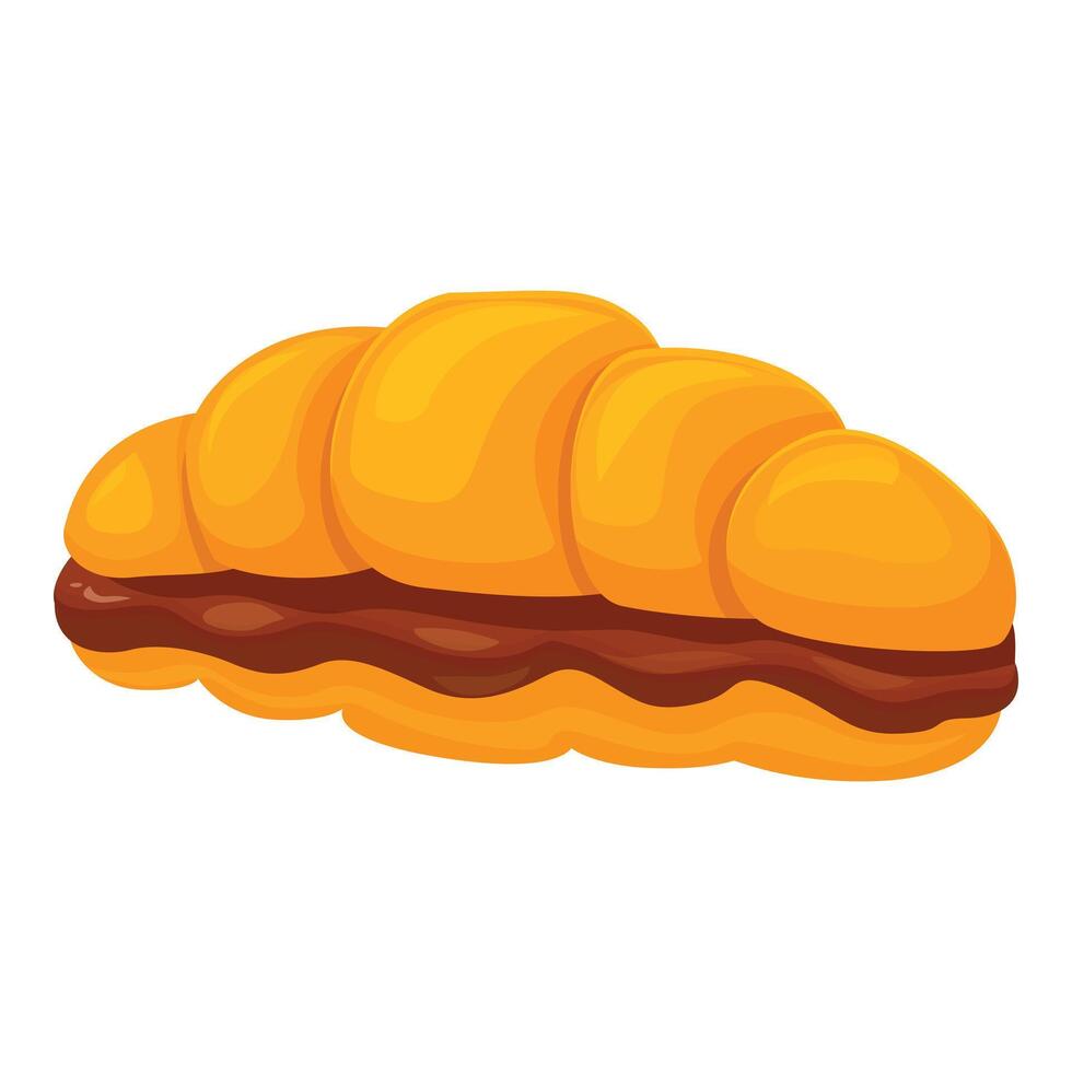 Delicious croissant filled with chocolate cream is lying on white background vector