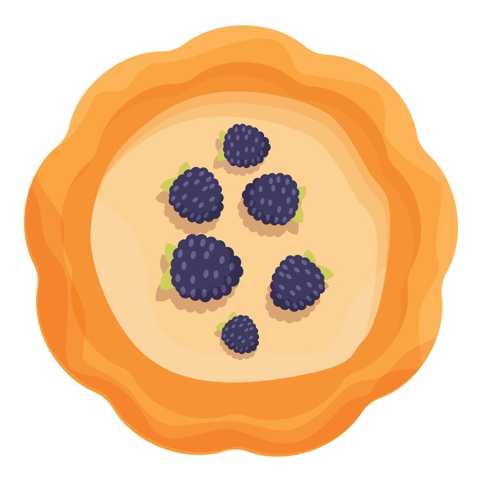 Delicious blackberry pie with golden crust baking in pie dish vector