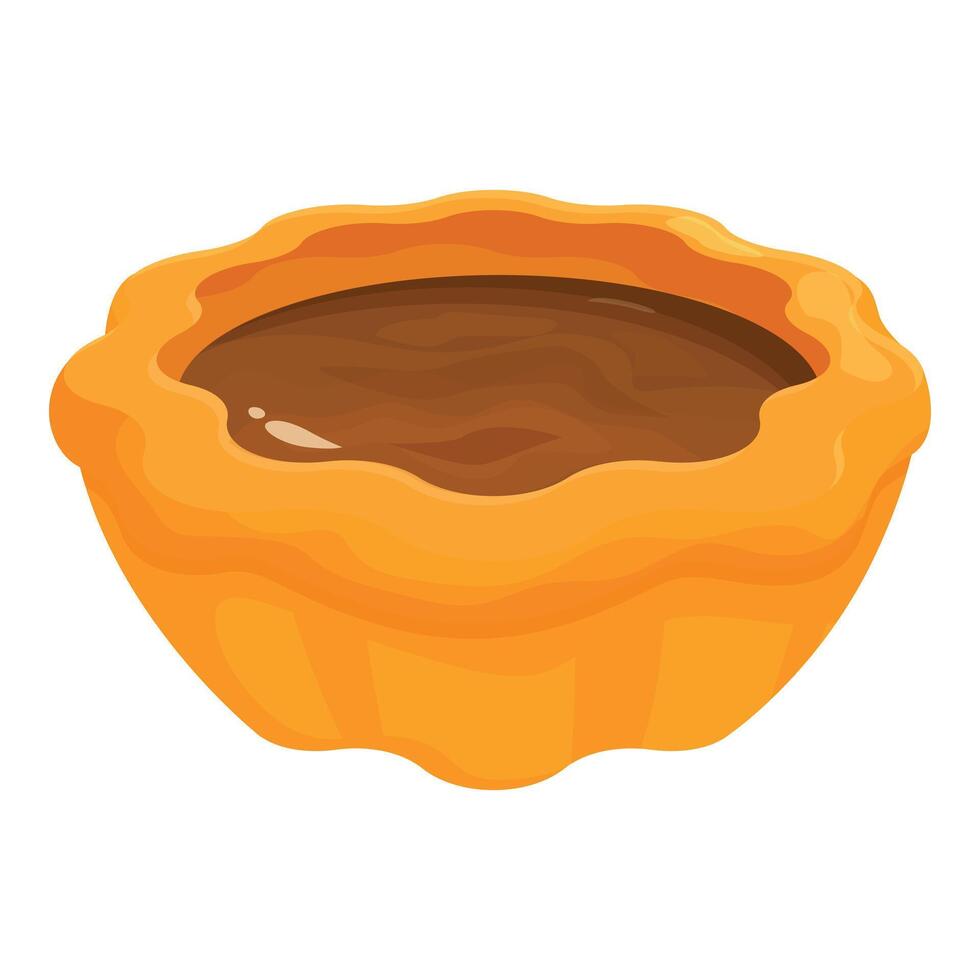 Mouthwatering chocolate cream tartlet is ready to be eaten vector