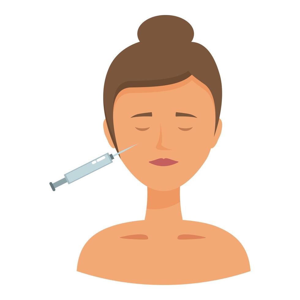 Woman receiving facial injection from doctor vector