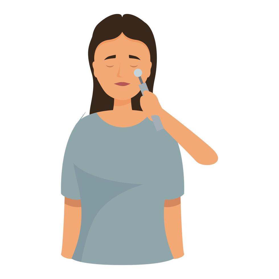 Young woman using electric face cleanser for deep cleansing routine vector