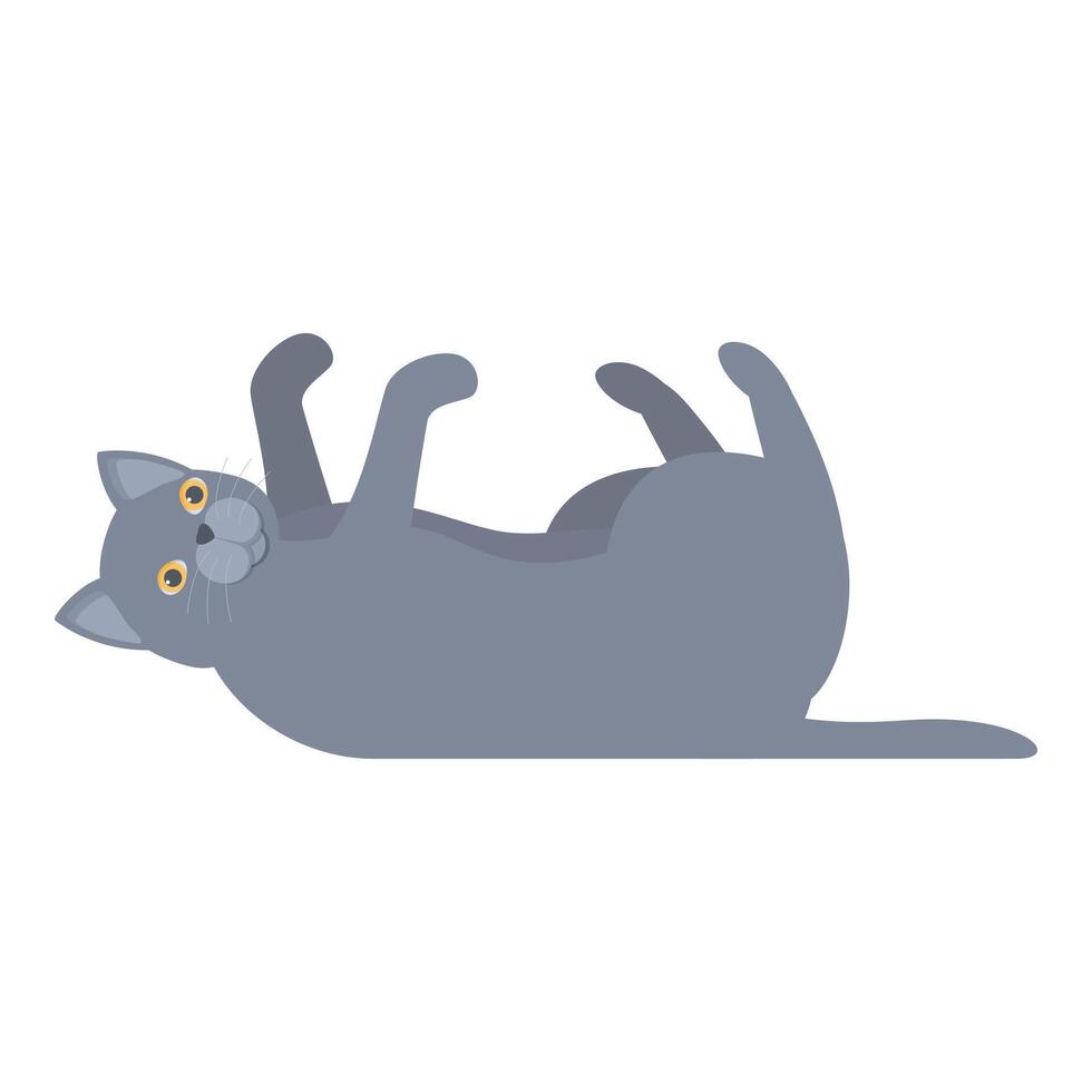 Playful grey tabby cat lying on its back vector
