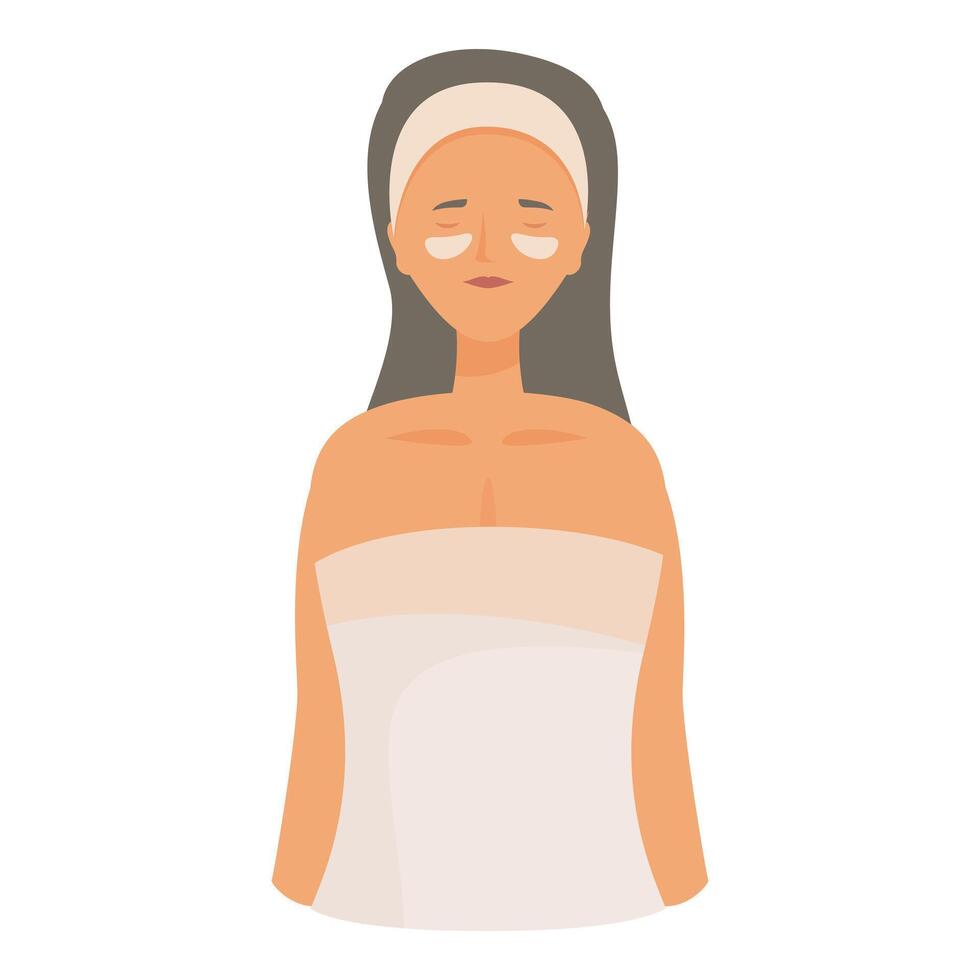 Woman relaxing with under eye patches having spa treatment vector
