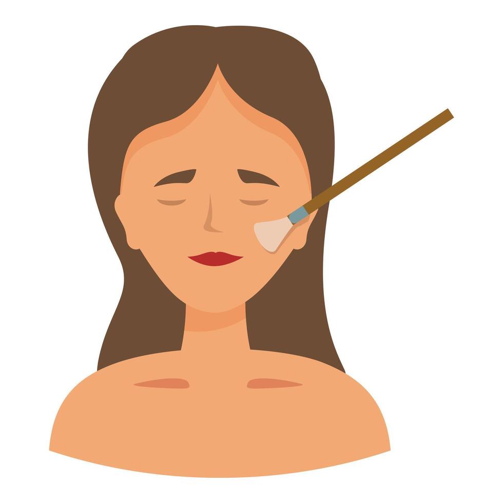 Beautician applying clay mask on woman face with brush vector
