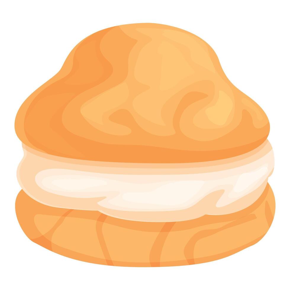 Delicious cream puff with sweet filling and golden brown crust baking illustration vector