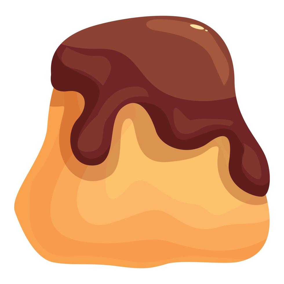 Delicious pudding dessert with chocolate syrup dripping on it vector