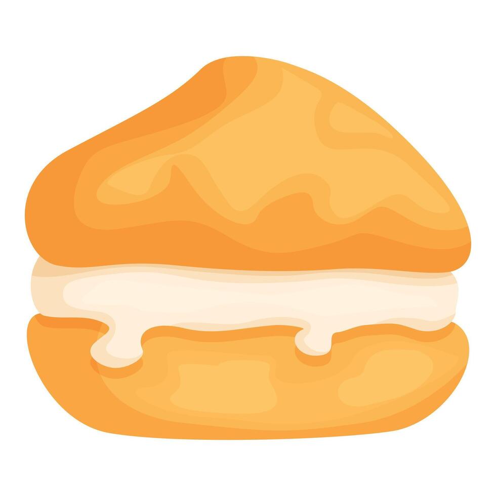 Round pastry filled with cream cheese dripping on a white background vector
