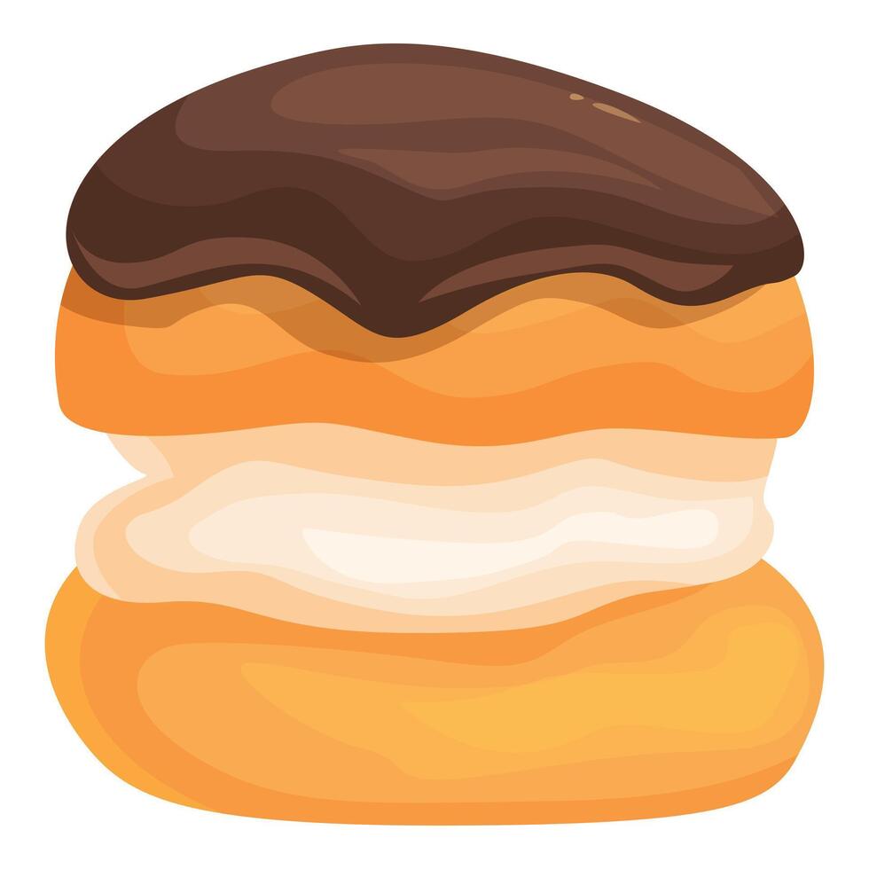 Chocolate covered, cream filled pastry is waiting to be eaten vector