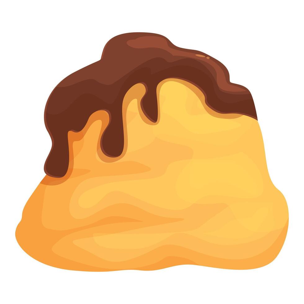 Chocolate sauce is slowly dripping over a delicious cream puff pastry vector