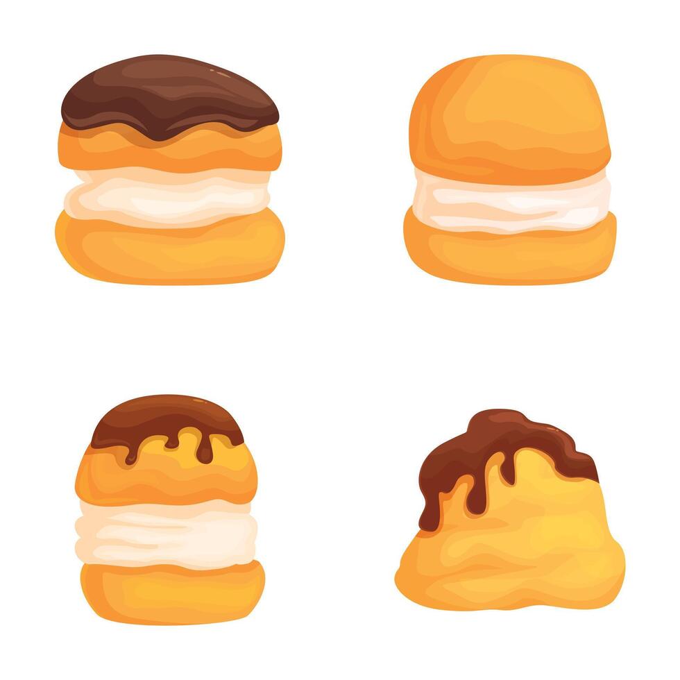 Assorted cream puffs illustration set vector