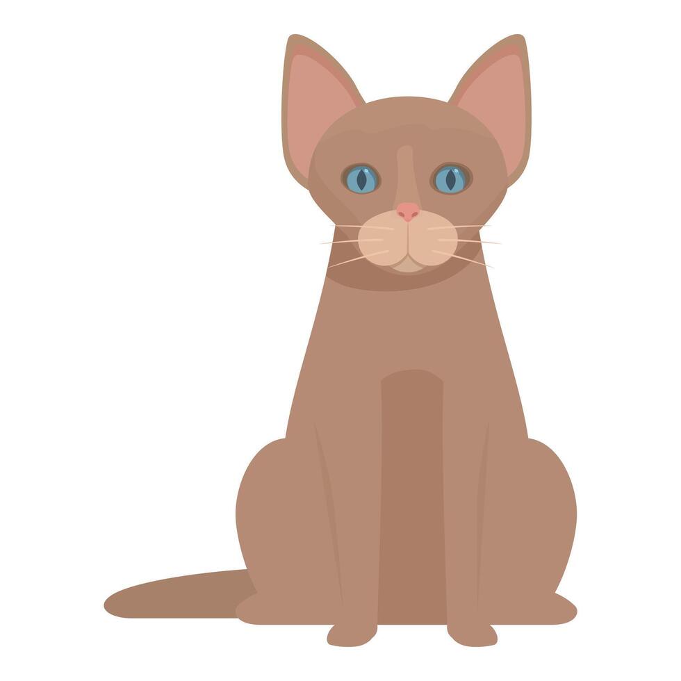 Brown cat sitting and looking forward illustration vector
