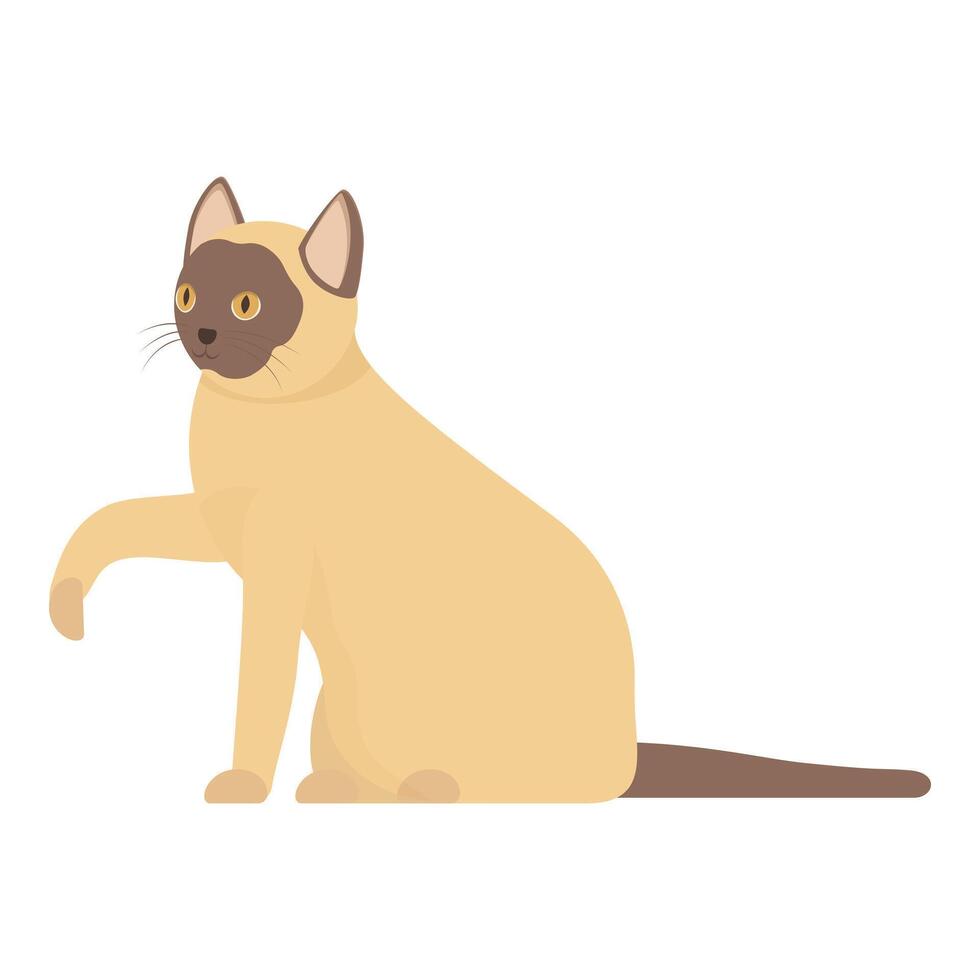Cartoon siamese cat sitting and raising its paw vector