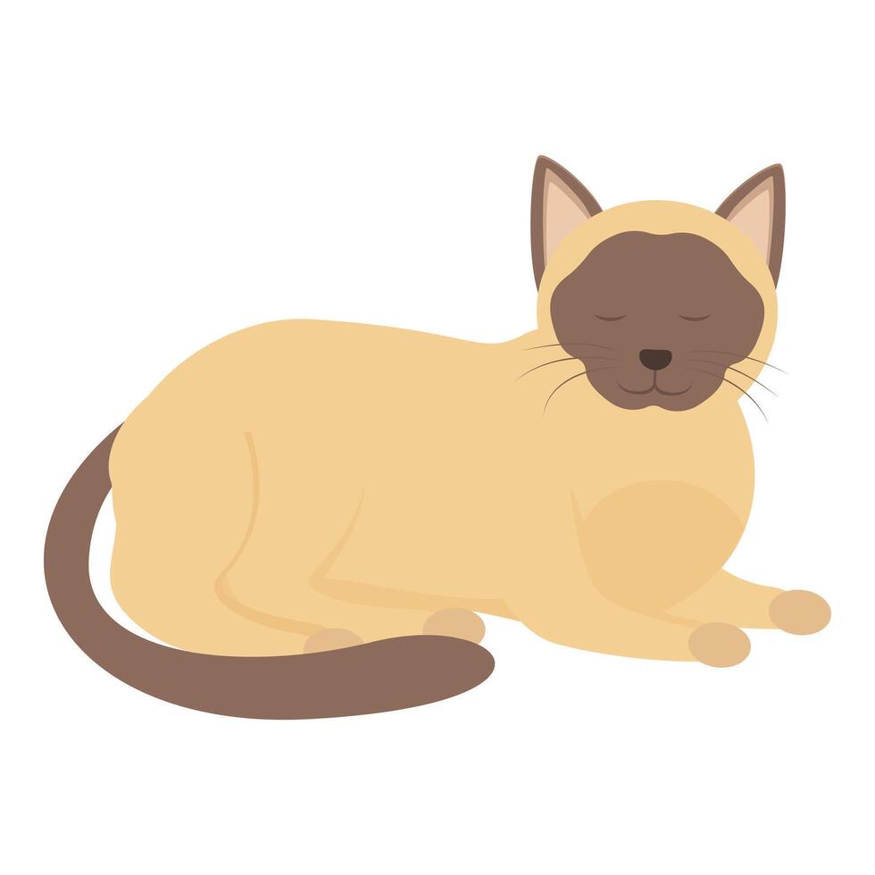 Cute siamese cat relaxing with eyes closed vector