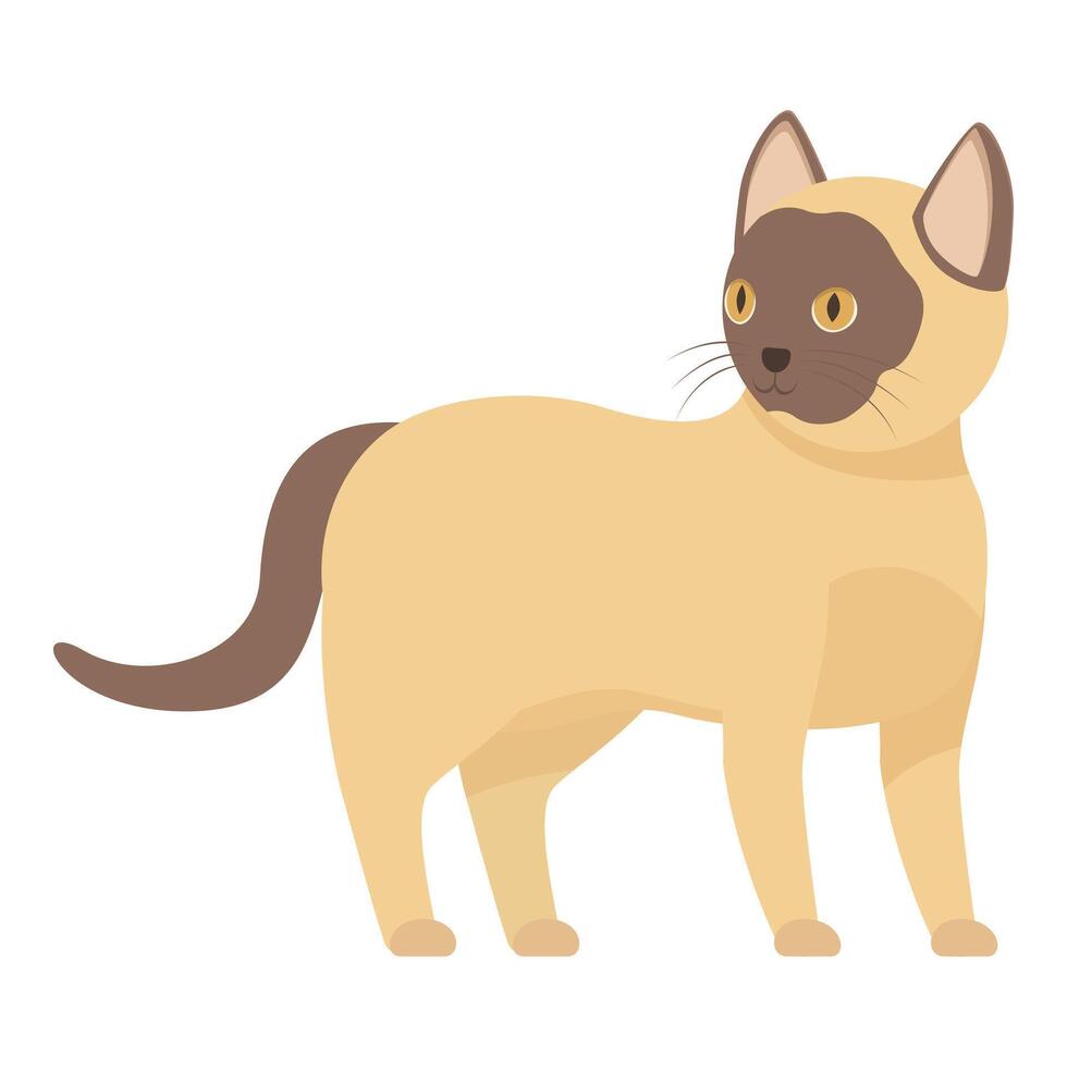 Beige cat standing with brown tail and face illustration vector