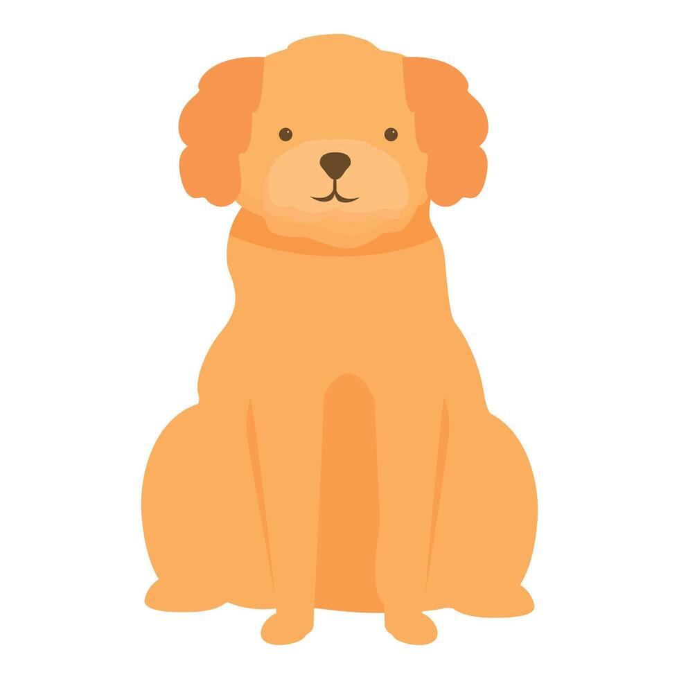 Cute golden retriever dog sitting down, looking forward vector