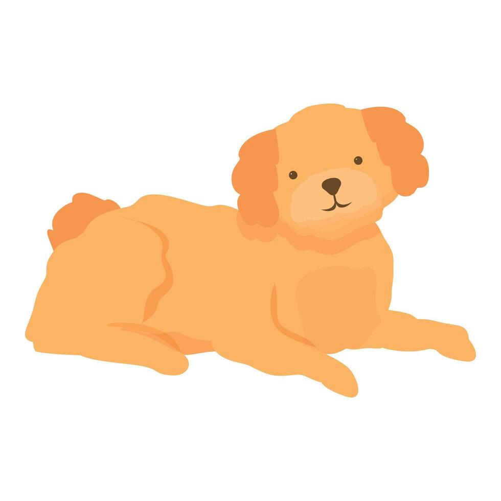 Cute golden doodle dog lying down relaxing vector