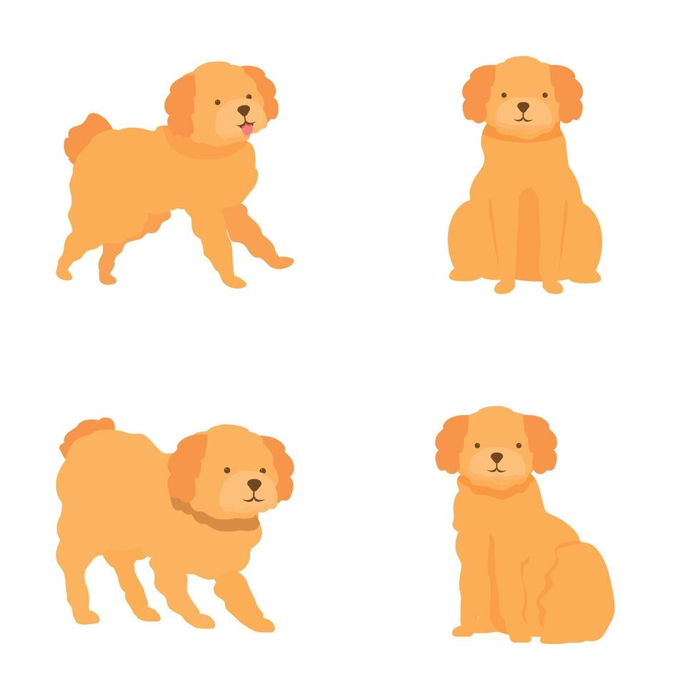 Set of cute cartoon dogs in various poses vector