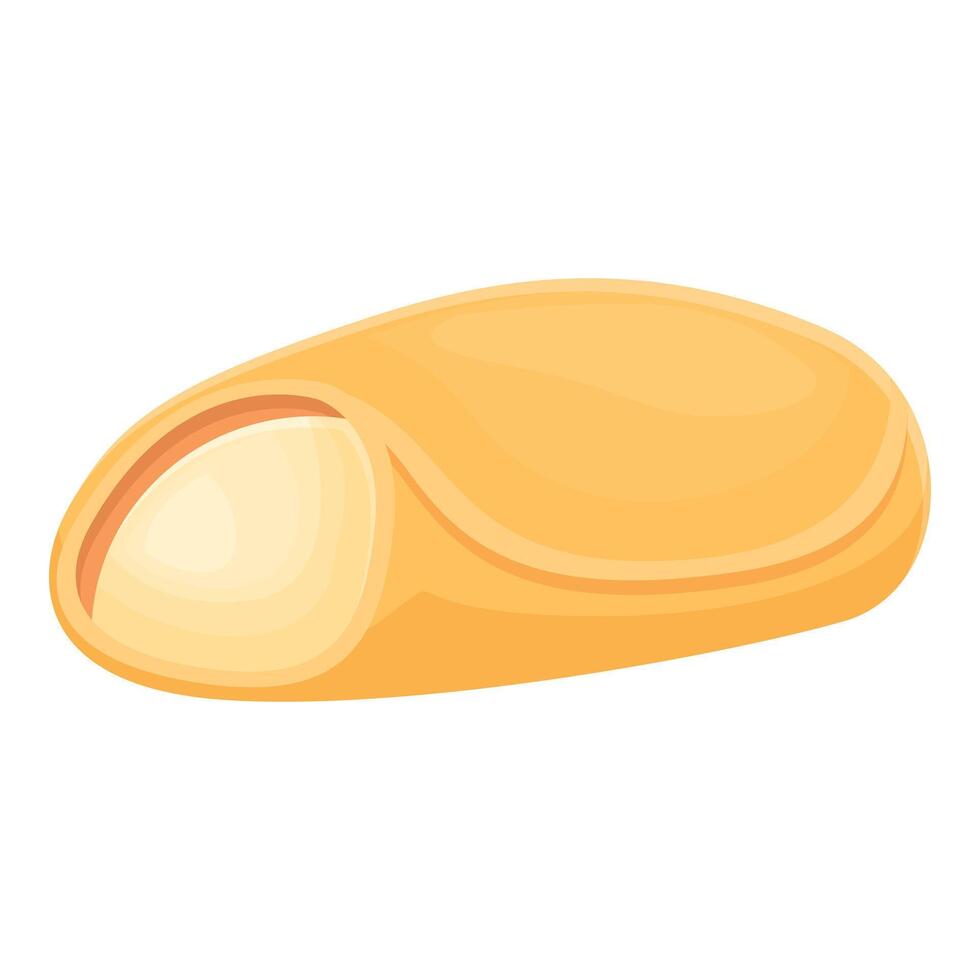 Smoked rolled cheese with filling lying on white background vector