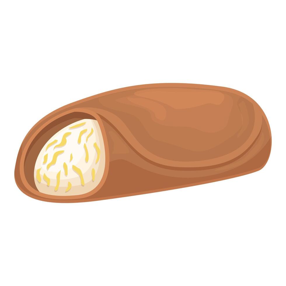 Delicious wafer roll with sweet filling on white background vector