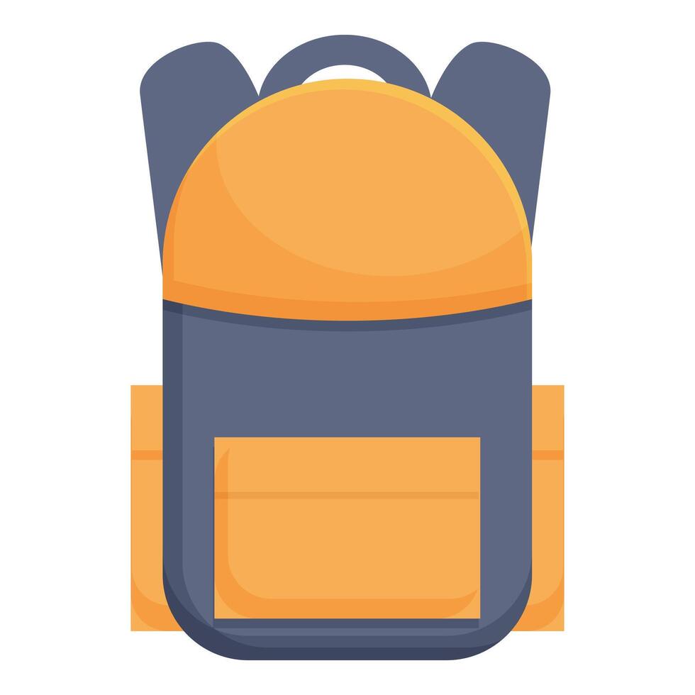 Yellow and blue backpack standing up front view vector