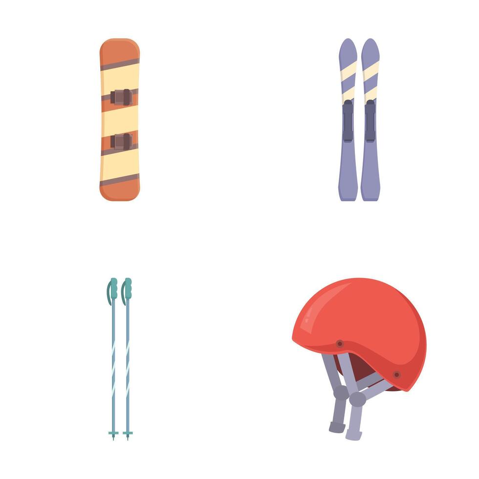 Winter sports gear icon set vector