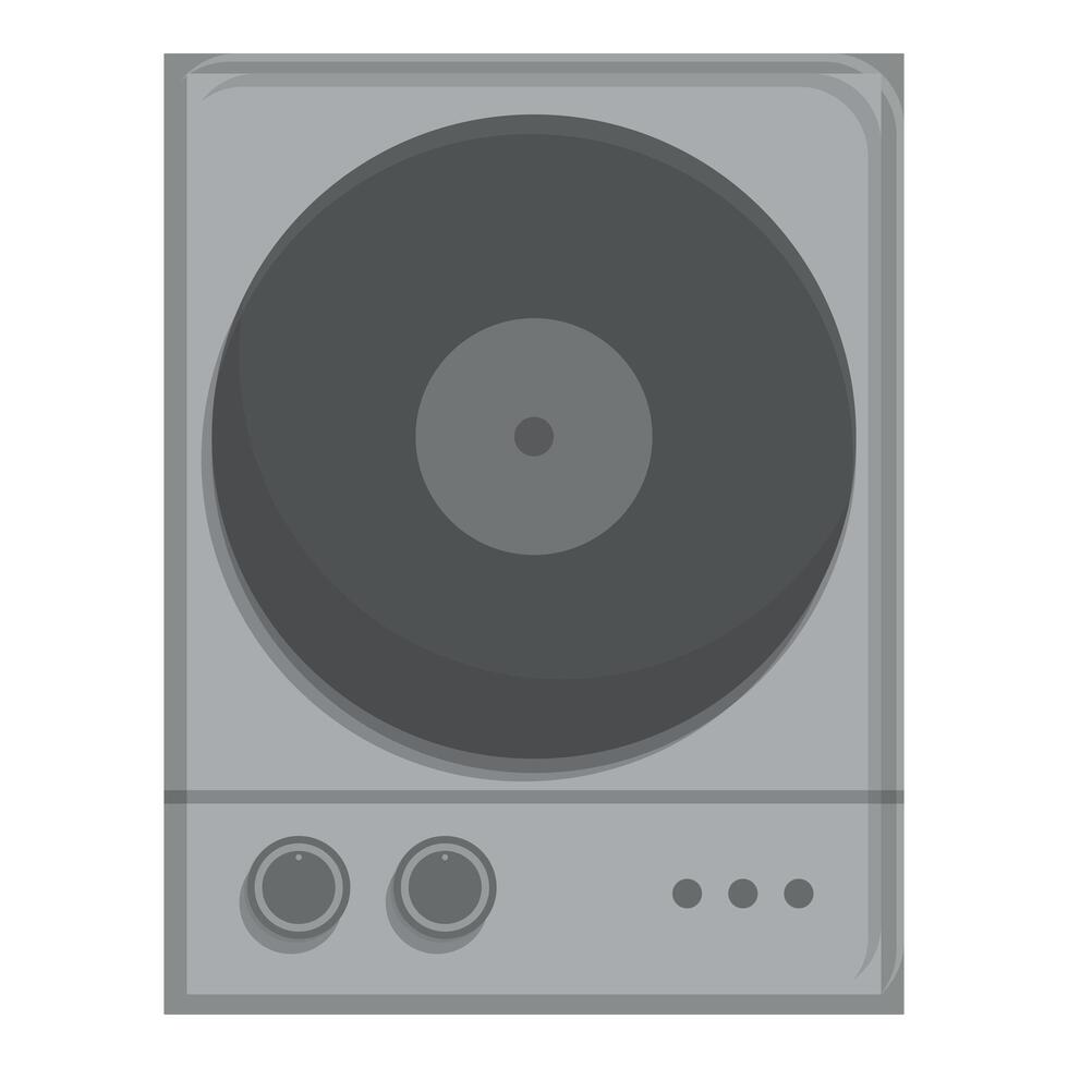 Gray speaker playing vinyl record with buttons and knobs vector