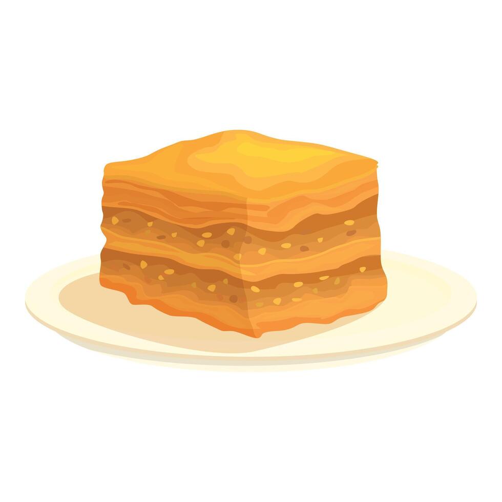 Delicious baklava sitting on a plate vector