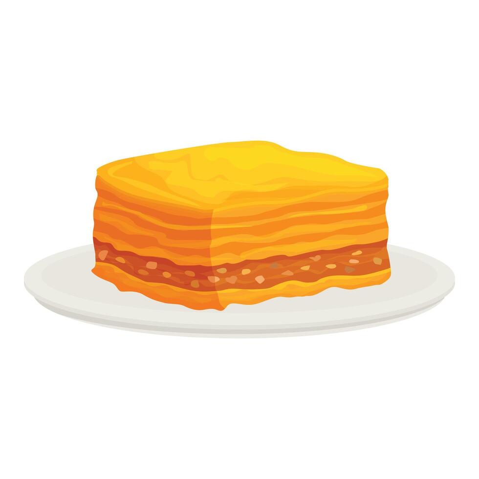Delicious baklava resting on white plate, traditional dessert vector