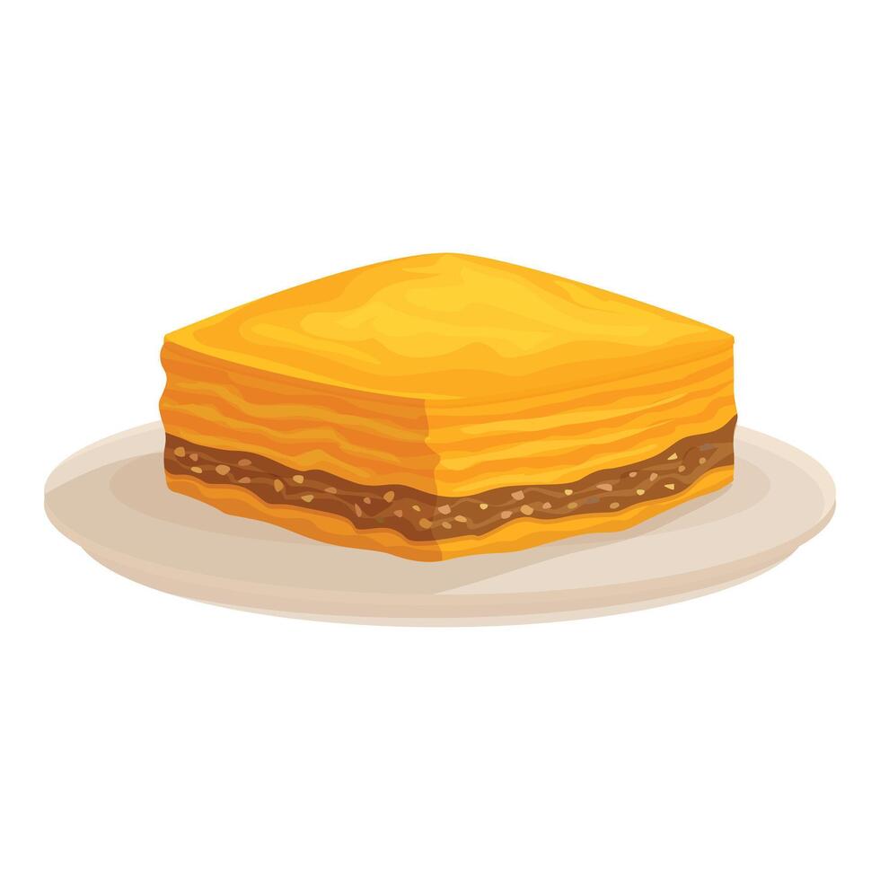 Delicious baklava piece resting on plate vector