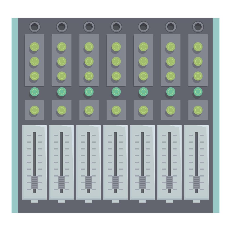 Professional audio mixing console with faders and knobs vector