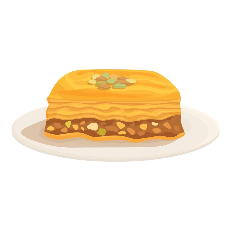 Delicious baklava piece lying on plate vector