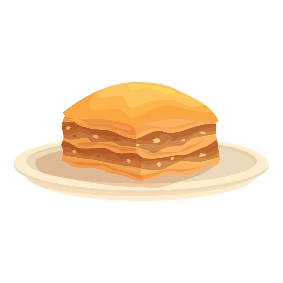 Delicious baklava piece resting on a plate vector