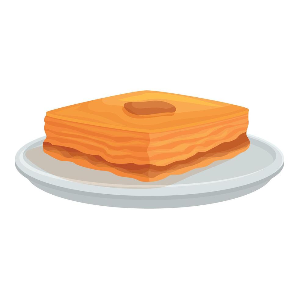 Delicious baklava pastry resting on a plate on white background vector