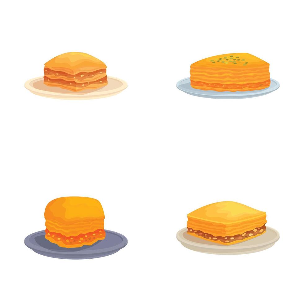 Assorted cartoon cheeseburgers on plates vector