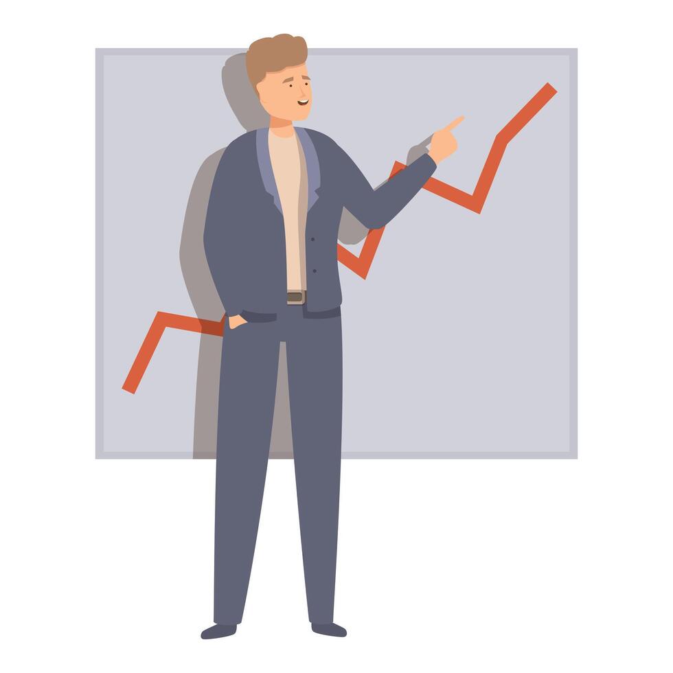 Businessman presenting growth chart on whiteboard vector
