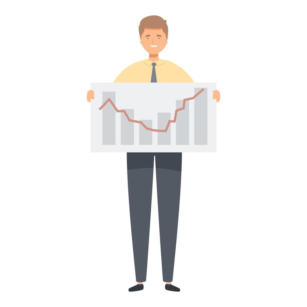 Smiling businessman showing growing chart on whiteboard vector