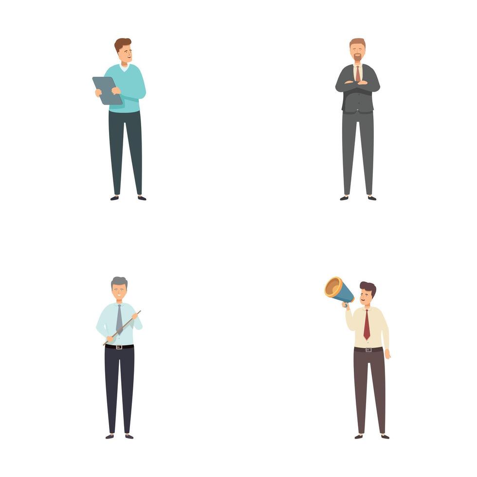 Set of businessmen characters in various poses vector