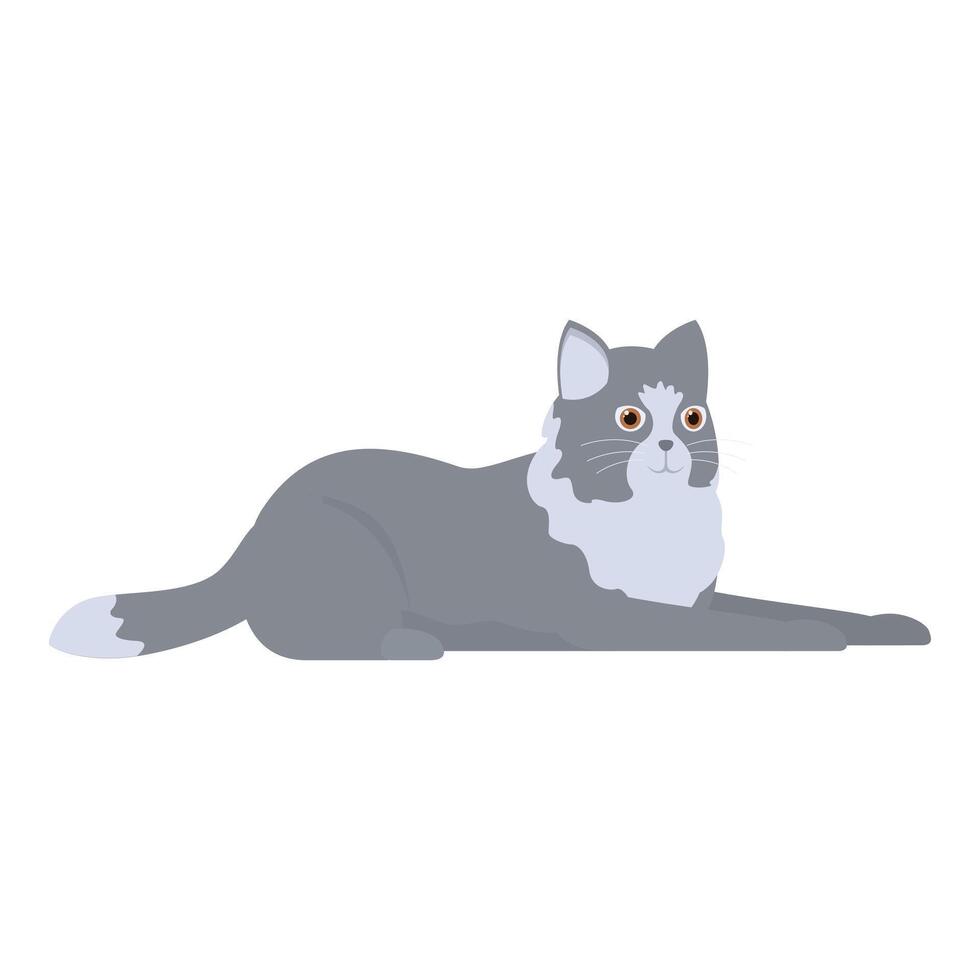 Grey cat with white spots lying and looking up vector