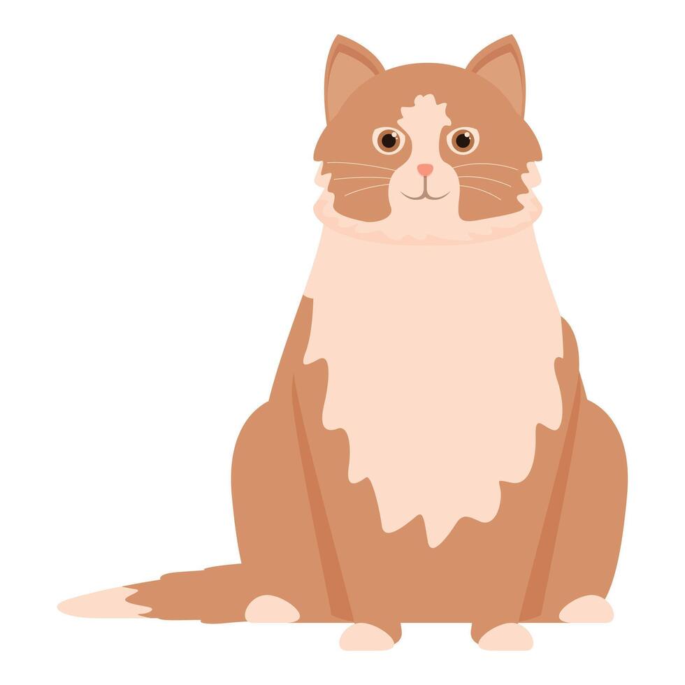 Cute tabby cat sitting and looking forward illustration vector