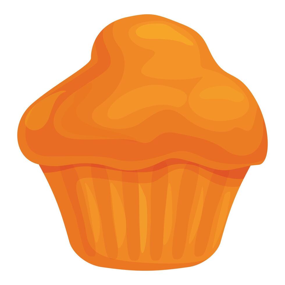 Delicious orange cupcake baking with rounded top vector