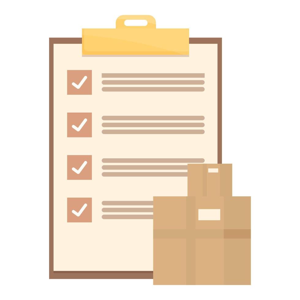 Clipboard showing checkmarked delivery checklist with cardboard boxes vector