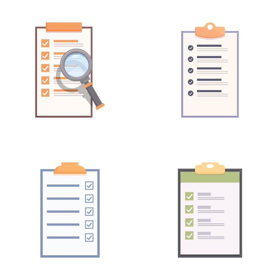 Set of flat design checklist icons vector