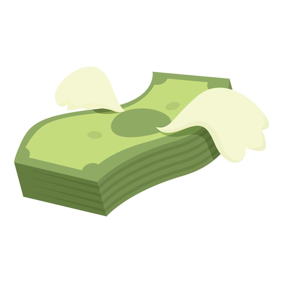 Stack of money flying away with angel wings vector